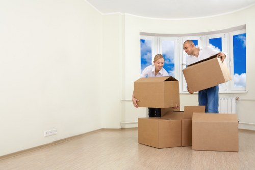 Packed household items ready for a home move in North London