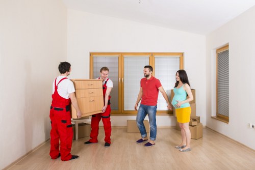 Packed household items ready for transport by removal van