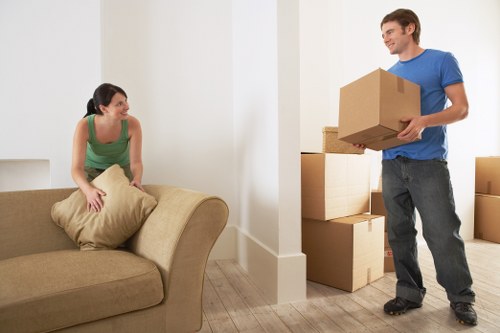 Residential packing boxes and protective materials ready for a Finsbury Park move